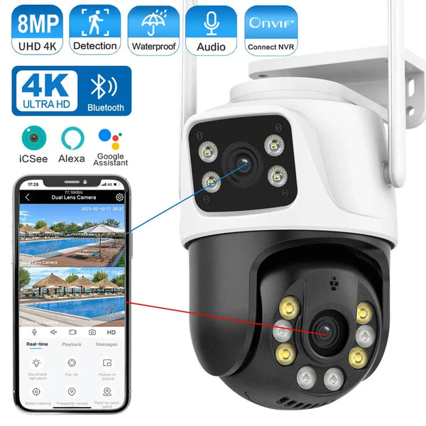 Dual Lens 360º Wifi Camera IP66 Security Protection